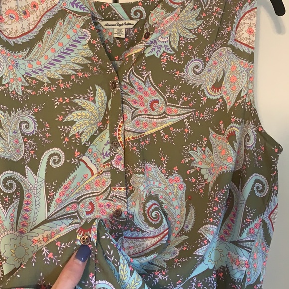 AEO paisley button up tank - Picture 7 of 8